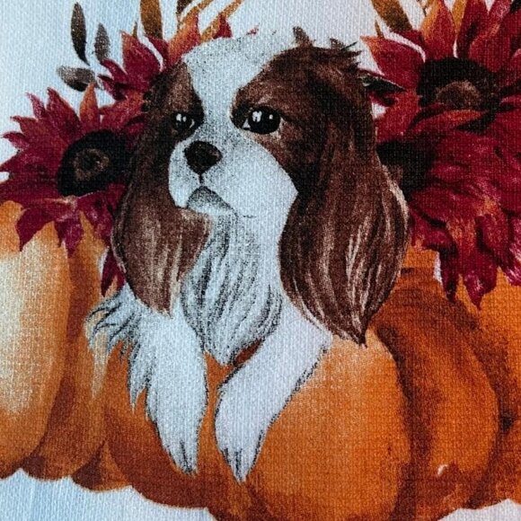 NWT 2 CAVALIER KING CHARLES CUTEST PUMPKIN IN THE PATCH KITCHEN TOWELS 18" X 28" - Picture 13 of 14